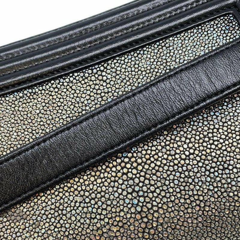 シャネル チェーンショルダーバッグ ボーイシャネル ガルーシャ CHANEL スティングレイ 黒