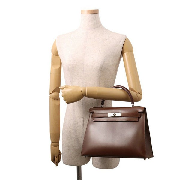 エルメス ハンドバッグ ケリー28 外縫い ノワゼット/シルバー金具 ボックスカーフ □D刻印 2wayショルダー