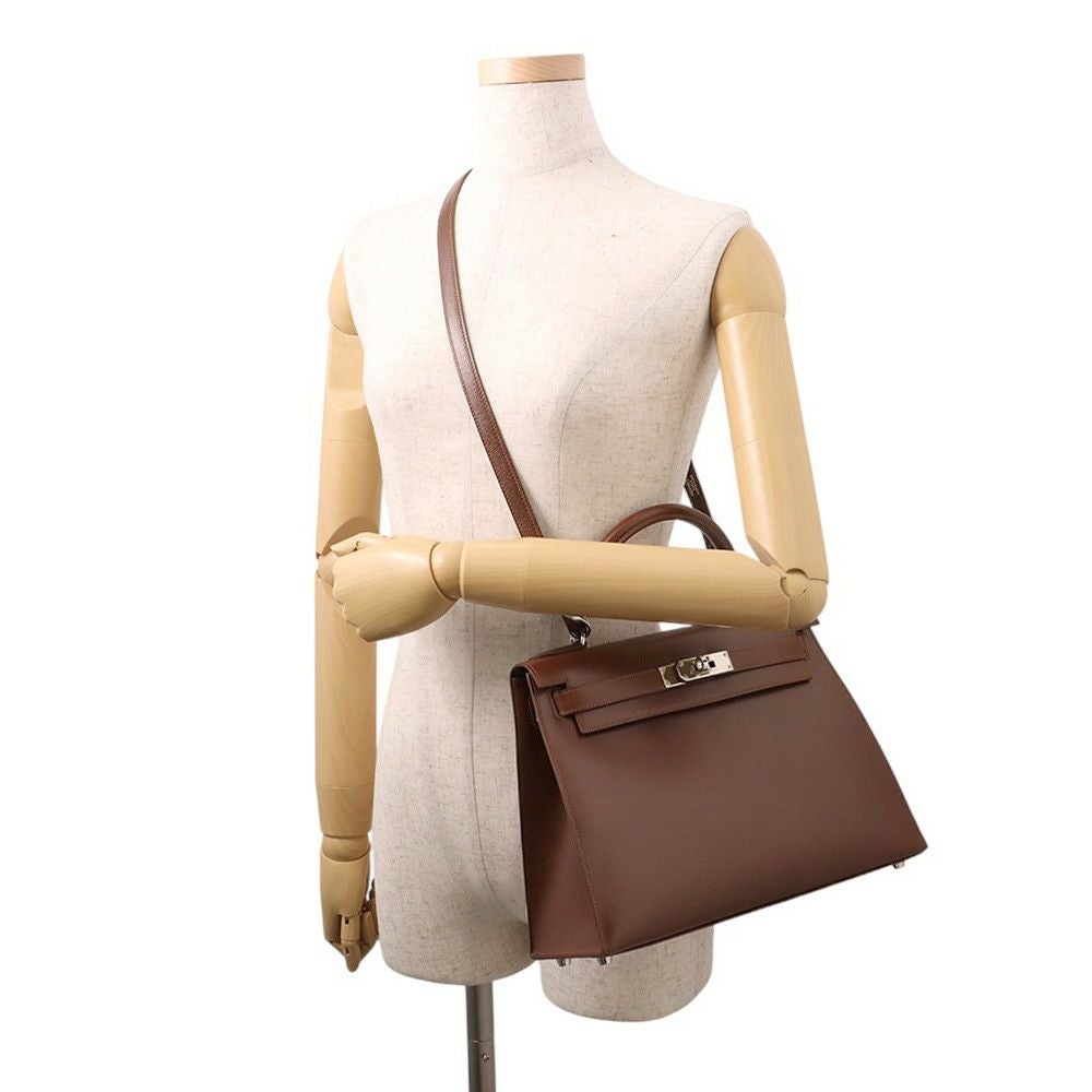 エルメス ハンドバッグ ケリー28 外縫い ノワゼット/シルバー金具
