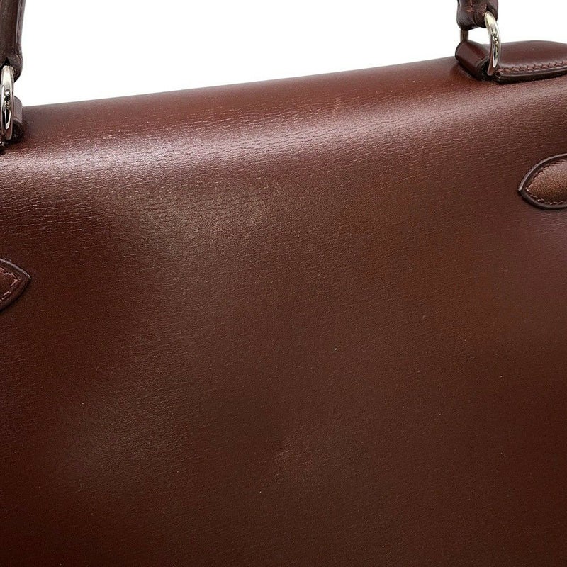 エルメス ハンドバッグ ケリー28 外縫い ノワゼット/シルバー金具 ボックスカーフ □D刻印 2wayショルダー