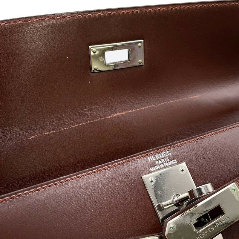 エルメス ハンドバッグ ケリー28 外縫い ノワゼット/シルバー金具 ボックスカーフ □D刻印 2wayショルダー