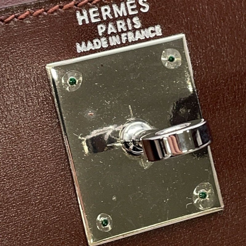 エルメス ハンドバッグ ケリー28 外縫い ノワゼット/シルバー金具 ボックスカーフ □D刻印 2wayショルダー