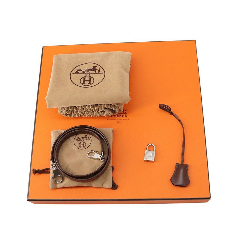 エルメス ハンドバッグ ケリー28 外縫い ノワゼット/シルバー金具 ボックスカーフ □D刻印 2wayショルダー