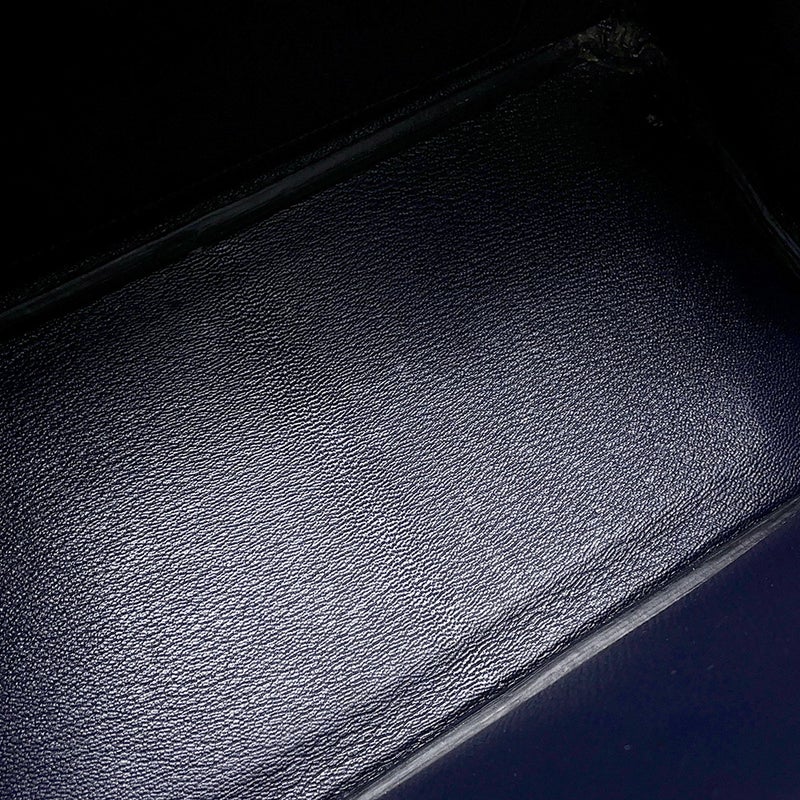 エルメス バーキン25 ブルーマリン/シルバー金具 アリゲーターマット X刻印 HERMES Birkin ハンドバッグ