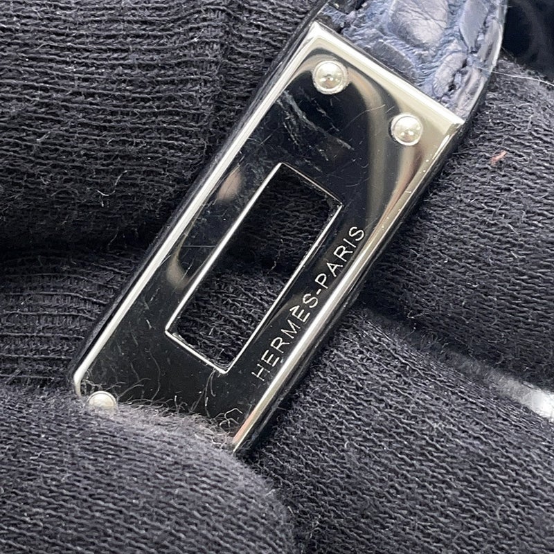 エルメス バーキン25 ブルーマリン/シルバー金具 アリゲーターマット X刻印 HERMES Birkin ハンドバッグ