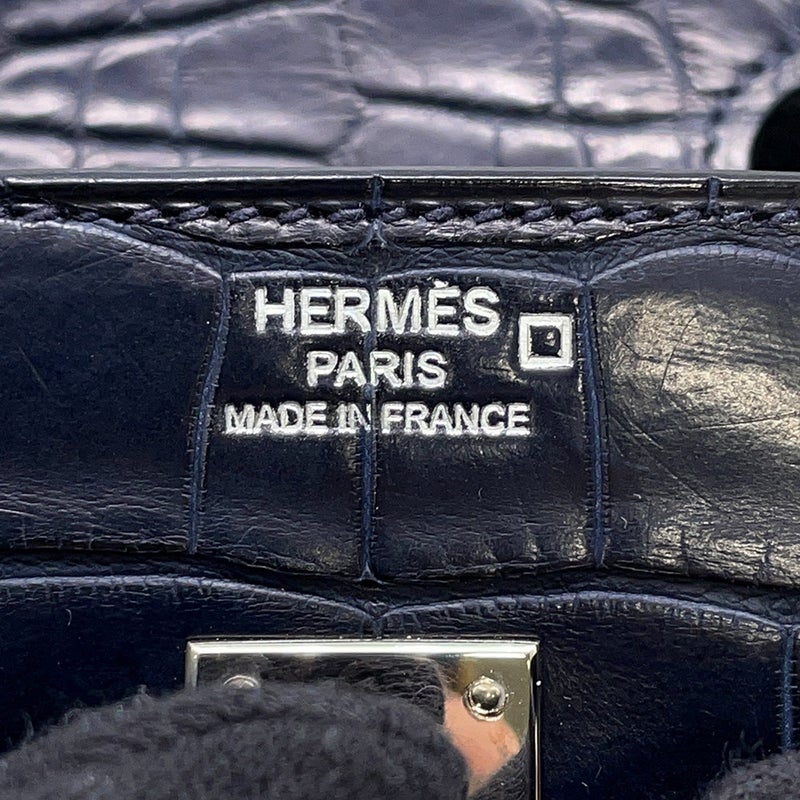 エルメス バーキン25 ブルーマリン/シルバー金具 アリゲーターマット X刻印 HERMES Birkin ハンドバッグ