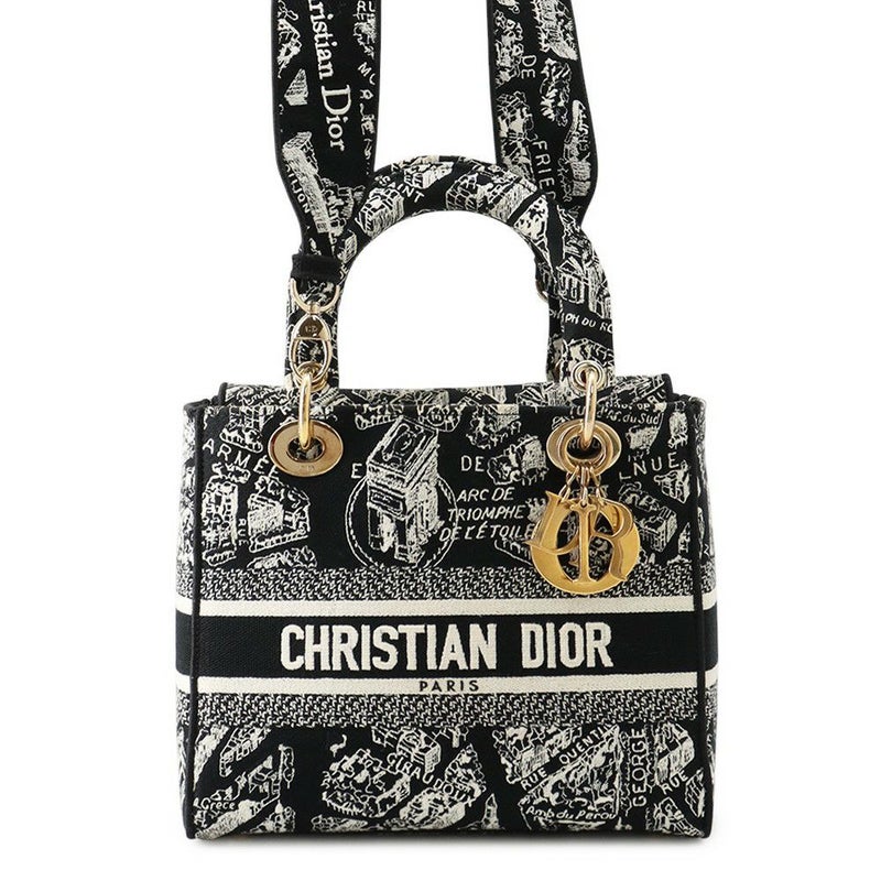 クリスチャン・ディオール ハンドバッグ レディディーライト Plan de Paris ミディアム M0565OOMP_M993 2way 黒