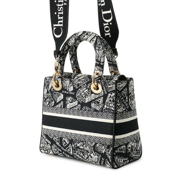 クリスチャン・ディオール ハンドバッグ レディディーライト Plan de Paris ミディアム M0565OOMP_M993 2way 黒