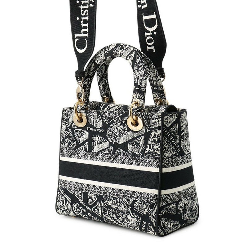 クリスチャン・ディオール ハンドバッグ レディディーライト Plan de Paris ミディアム M0565OOMP_M993 2way 黒