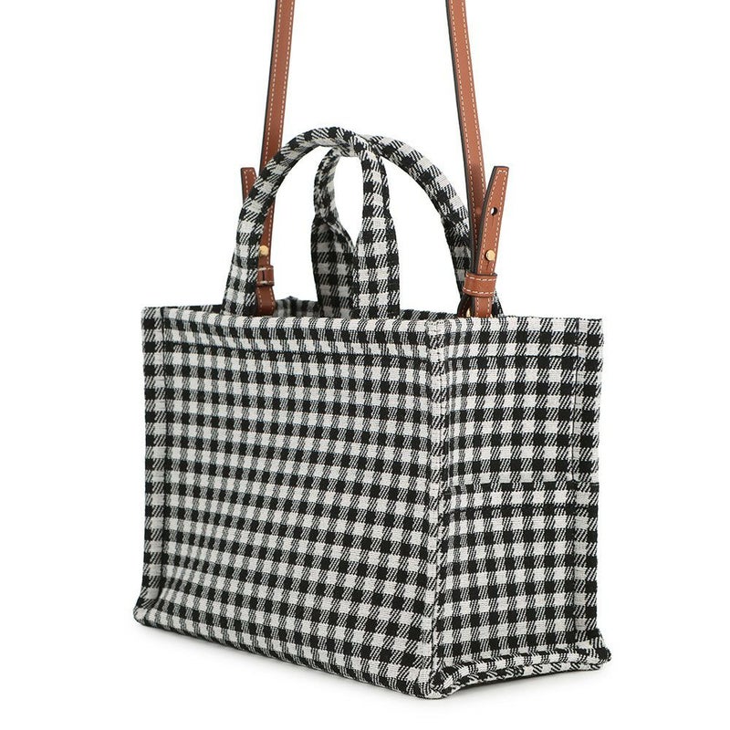 セリーヌ ハンドバッグ スモール カバ タイス チェック キャンバス 199162 CELINE 2way 黒 白