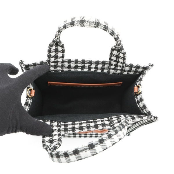 セリーヌ ハンドバッグ スモール カバ タイス チェック キャンバス 199162 CELINE 2way 黒 白