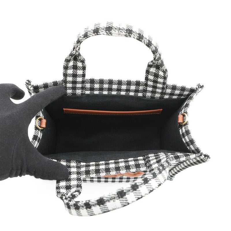 セリーヌ ハンドバッグ スモール カバ タイス チェック キャンバス 199162 CELINE 2way 黒 白