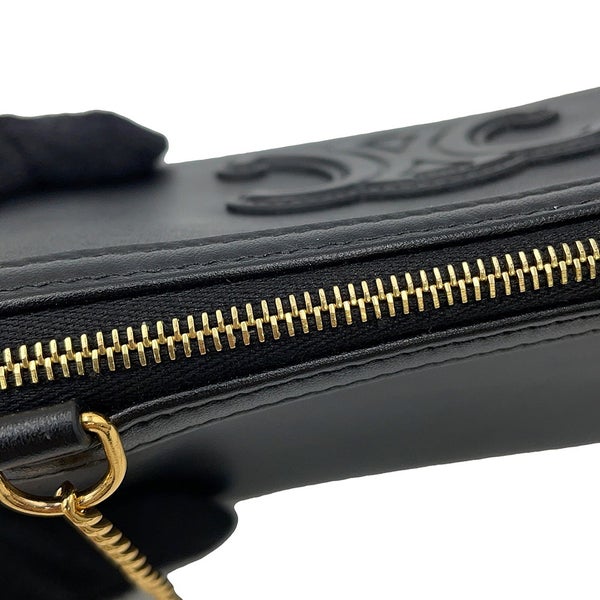 セリーヌ チェーンショルダーバッグ キュイル トリオンフ チェーンクラッチ 10E383DR8 CELINE 黒