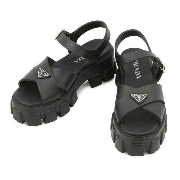 プラダ サンダル モノリス ラバー レディースサイズ38 1X382N PRADA 靴 黒