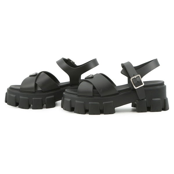 プラダ サンダル モノリス ラバー レディースサイズ38 1X382N PRADA 靴 黒