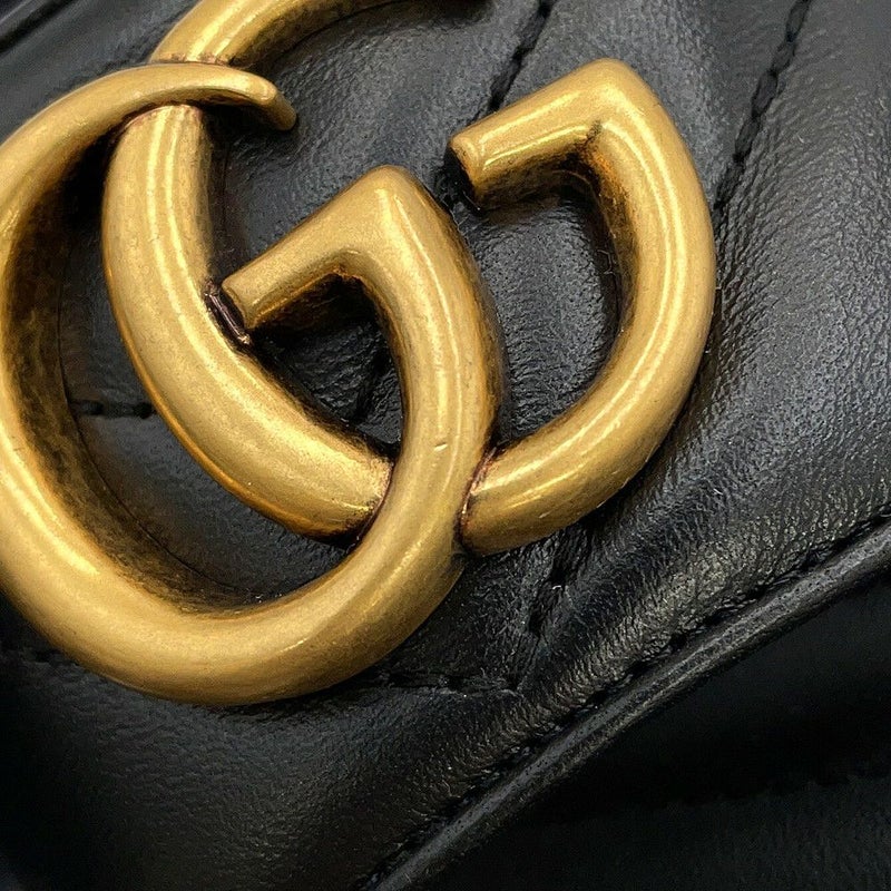 グッチ サンダル GGマーモント ミュール レザー レディースサイズ34 1/2 674839 GUCCI 靴 黒