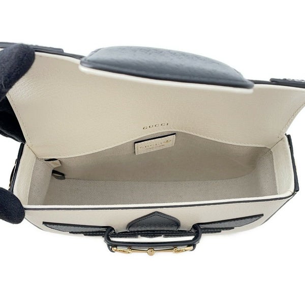グッチ ショルダーバッグ ホースビット1955 アディダスコラボ レザー 659574 GUCCI 白 黒