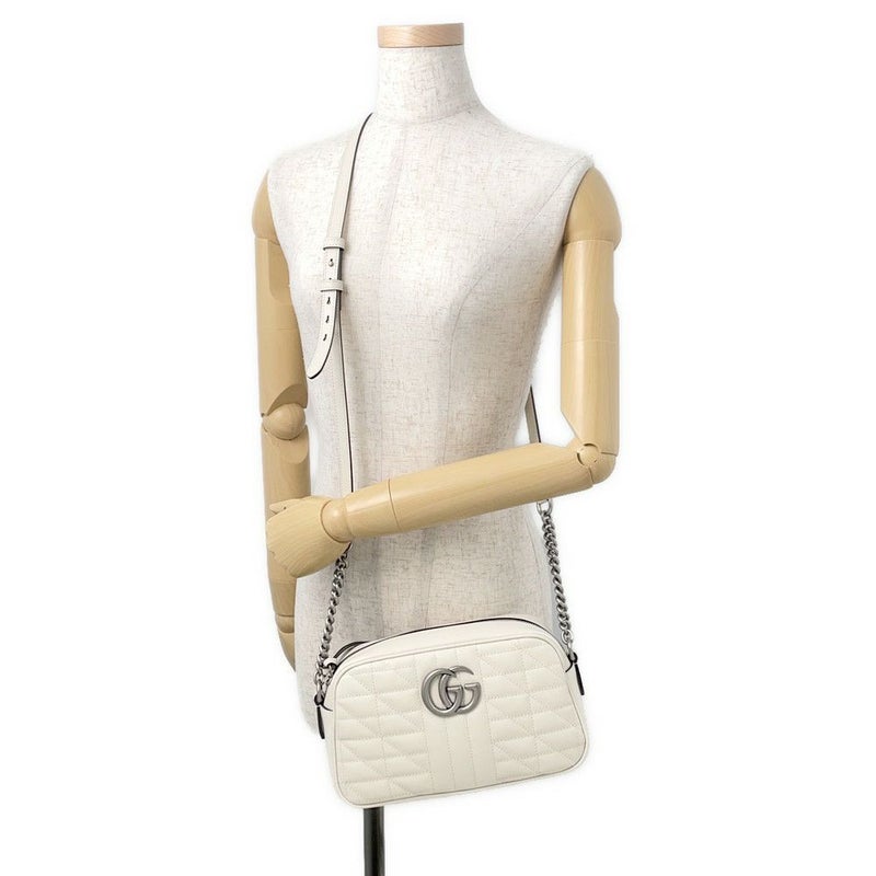 グッチ ショルダーバッグ GGマーモント キルティング スモール レザー 846312 GUCCI バッグ 白 アウトレット品