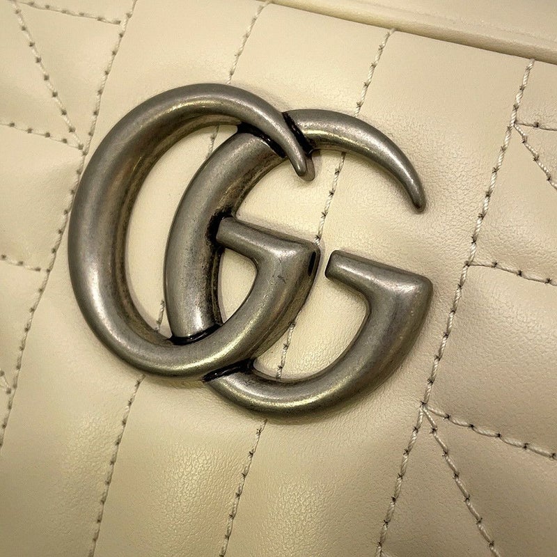 グッチ ショルダーバッグ GGマーモント キルティング スモール レザー 846312 GUCCI バッグ 白 アウトレット品