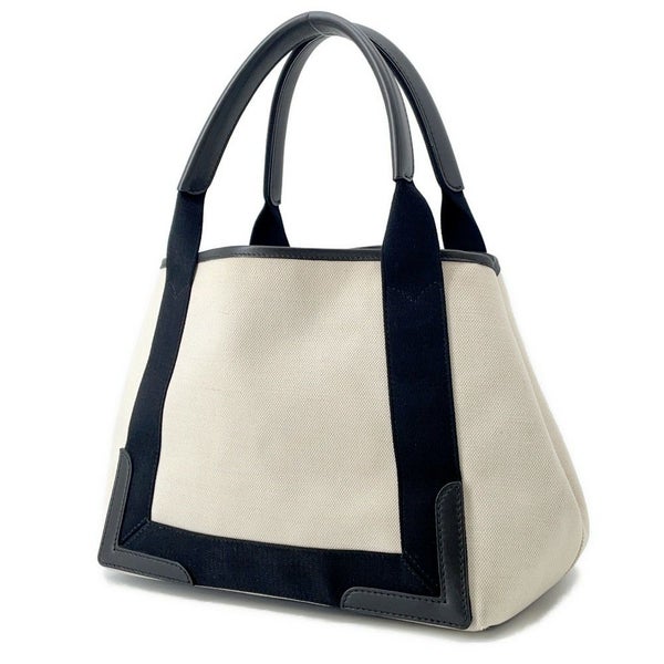 バレンシアガ トートバッグ ネイビーカバス S ポーチ付 339933 BALENCIAGA 黒 白