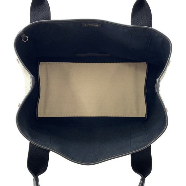 バレンシアガ トートバッグ ネイビーカバス S ポーチ付 339933 BALENCIAGA 黒 白