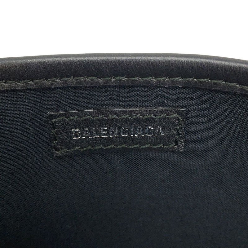 バレンシアガ トートバッグ ネイビーカバス S ポーチ付 339933 BALENCIAGA 黒 白