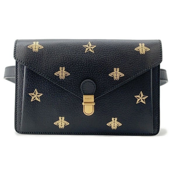 グッチ ウエストバッグ ビー スター 500964 GUCCI ウエストポーチ ボディバッグ ベルトバッグ 黒 蜂 ハチ 星