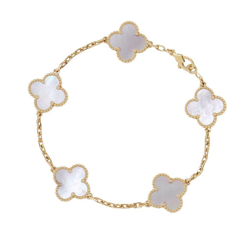 ヴァンクリーフ＆アーペル ブレスレット ヴィンテージ アルハンブラ 5モチーフ マザーオブパール K18YGイエローゴールド VCARA41800