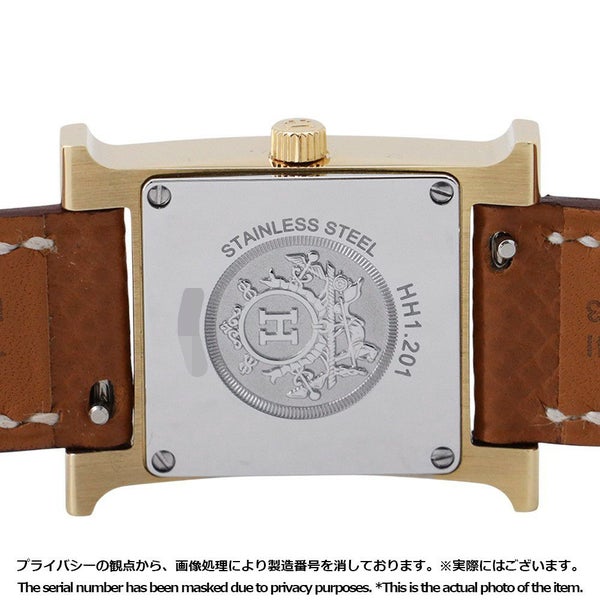 エルメス Hウォッチ PM エプソン/ゴールド HH1.201/W404380WW00 HERMES 腕時計 シルバーオパーリン文字盤 クォーツ
