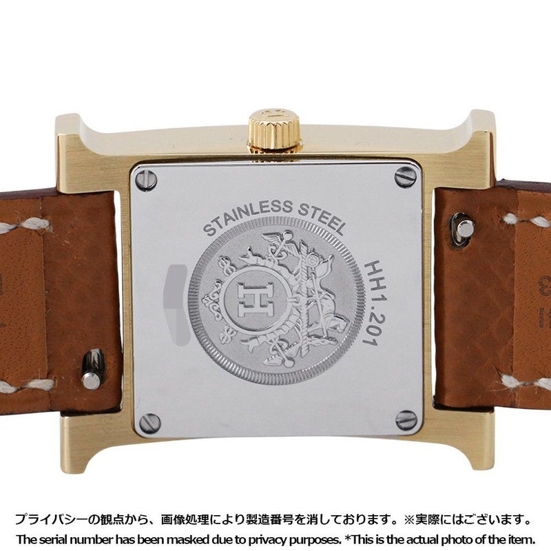 エルメス Hウォッチ PM エプソン/ゴールド HH1.201/W404380WW00 HERMES 腕時計 シルバーオパーリン文字盤 クォーツ
