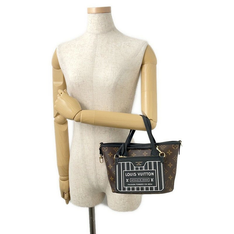 ルイヴィトン トートバッグ モノグラム/グレインレザー ネヴァーフル・インサイドアウトBB M12099 2wayショルダー 黒 ブラック