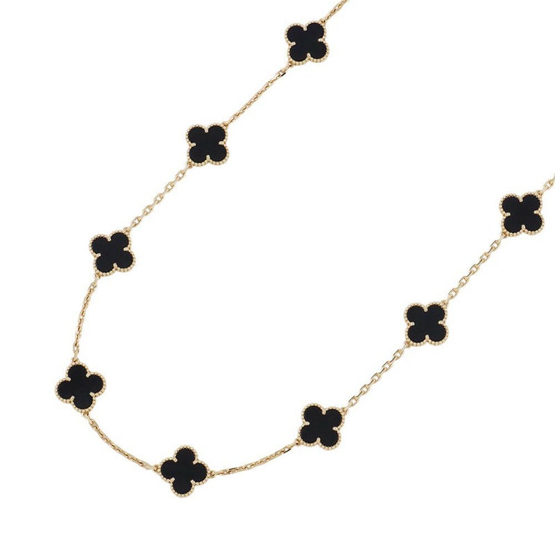 ヴァンクリーフ&アーペル ネックレス ヴィンテージ アルハンブラ ネックレス 10モチーフ オニキス K18YGイエローゴールド VCARA42700