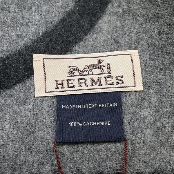 エルメス マフラー メタル・エケストル アントラシト/グリ・シネ カシミヤ HERMES ストール メンズ