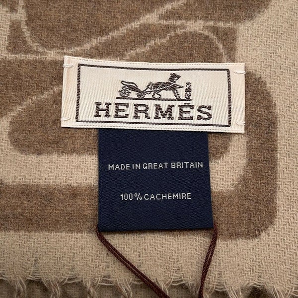 エルメス マフラー クリック・セ・ヌエ マロン・グラッセ/クレ カシミヤ バイカラー HERMES ストール