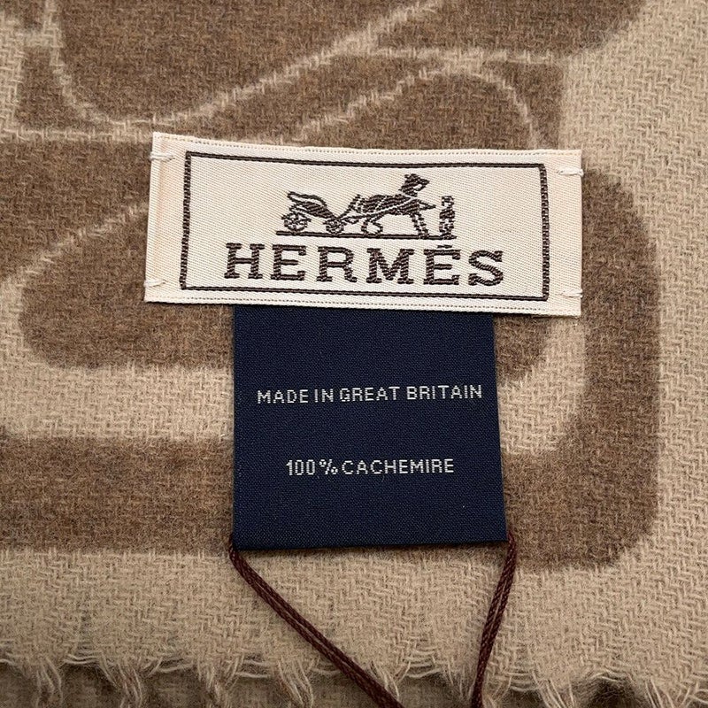 エルメス マフラー クリック・セ・ヌエ マロン・グラッセ/クレ カシミヤ バイカラー HERMES ストール