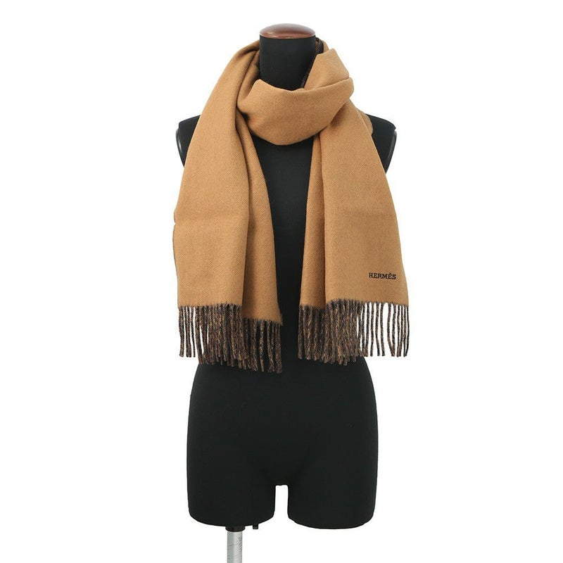 エルメス マフラーレクトヴェルソ リバーシブル キャメル/マリン カシミヤ HERMES ストール メンズ