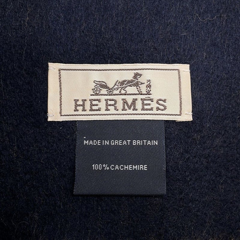 エルメス マフラーレクトヴェルソ リバーシブル キャメル/マリン カシミヤ HERMES ストール メンズ