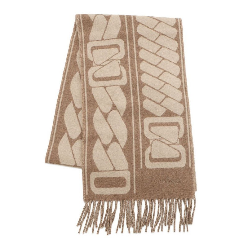 エルメス マフラー クリック・セ・ヌエ マロン・グラッセ/クレ カシミヤ バイカラー HERMES ストール