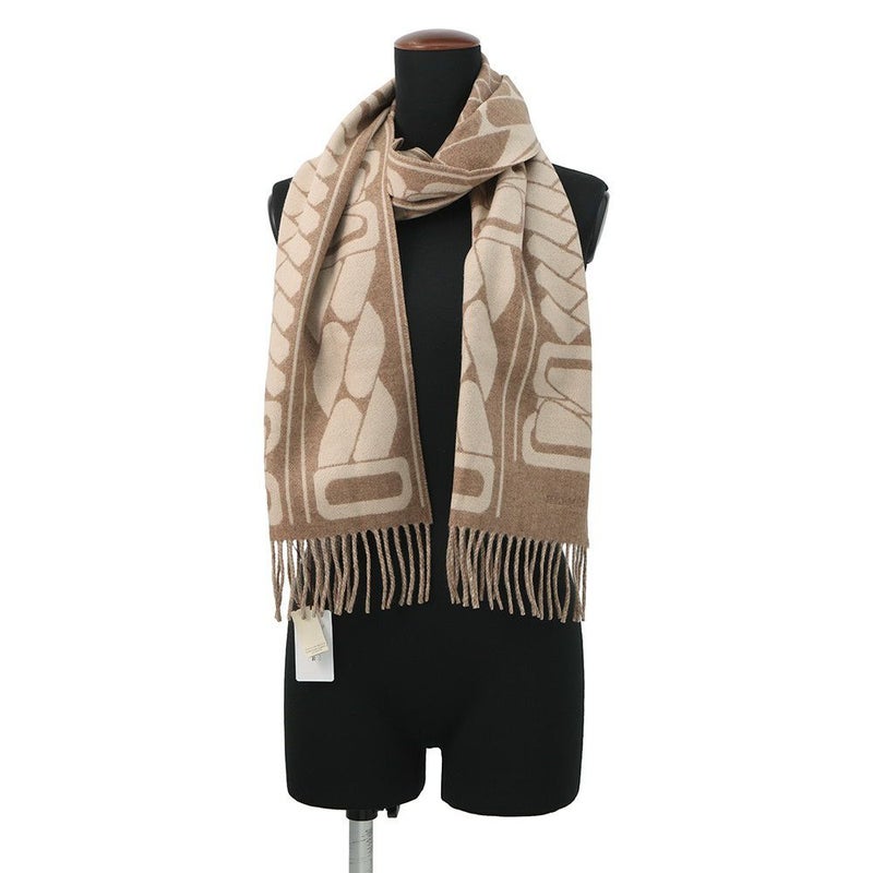 エルメス マフラー クリック・セ・ヌエ マロン・グラッセ/クレ カシミヤ バイカラー HERMES ストール