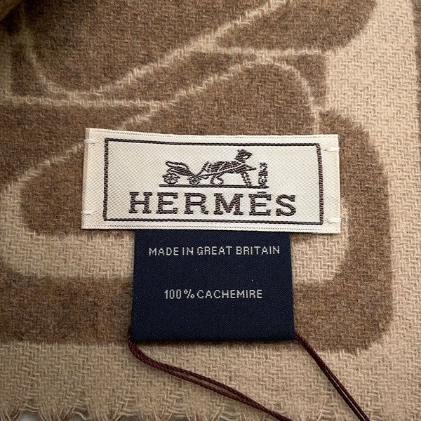 エルメス マフラー クリック・セ・ヌエ マロン・グラッセ/クレ カシミヤ バイカラー HERMES ストール