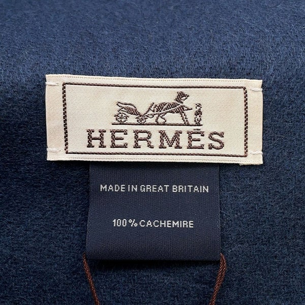 エルメス マフラーレクトヴェルソ リバーシブル エトゥープ / ブルー・アルドワーズ カシミヤ HERMES ストール メンズ
