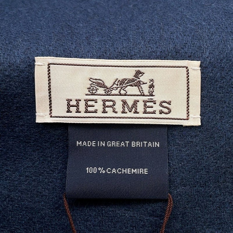 エルメス マフラーレクトヴェルソ リバーシブル エトゥープ / ブルー・アルドワーズ カシミヤ HERMES ストール メンズ