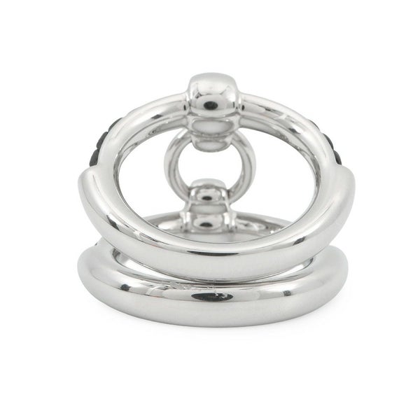 エルメス リング フリビュスティエ ブラック/シルバー金具 レザー サイズ58 HERMES 指輪 メンズ 黒