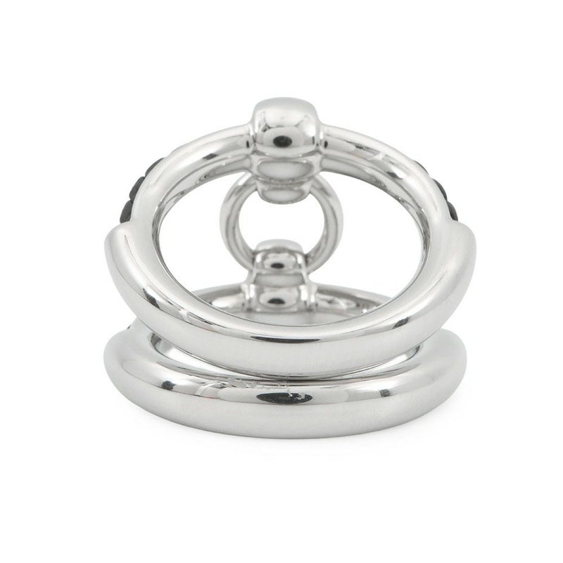 エルメス リング フリビュスティエ ブラック/シルバー金具 レザー サイズ58 HERMES 指輪 メンズ 黒