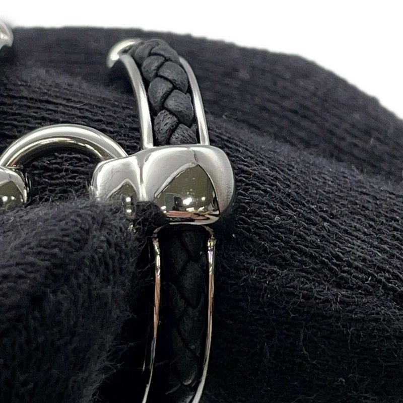 エルメス リング フリビュスティエ ブラック/シルバー金具 レザー サイズ58 HERMES 指輪 メンズ 黒