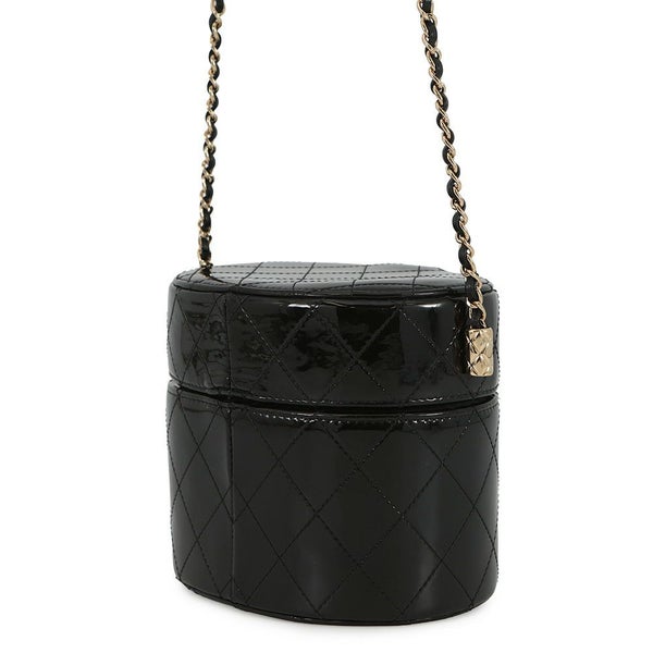 シャネル チェーンショルダーバッグ ココマーク マトラッセ バニティ パテント エナメル AP1616 CHANEL 黒