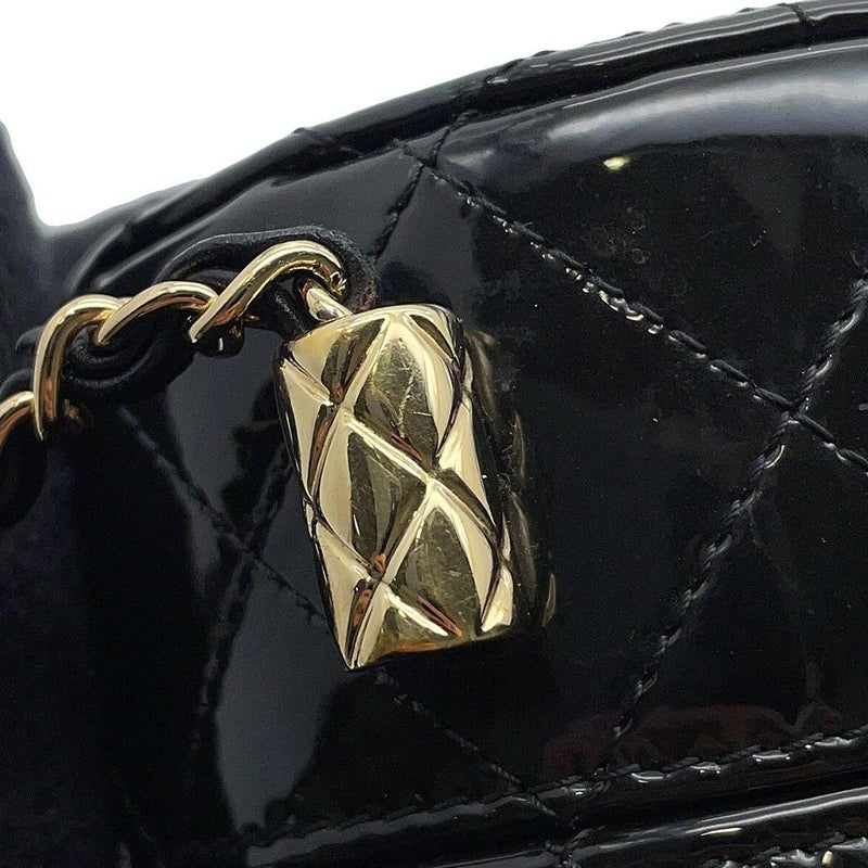 シャネル チェーンショルダーバッグ ココマーク マトラッセ バニティ パテント エナメル AP1616 CHANEL 黒
