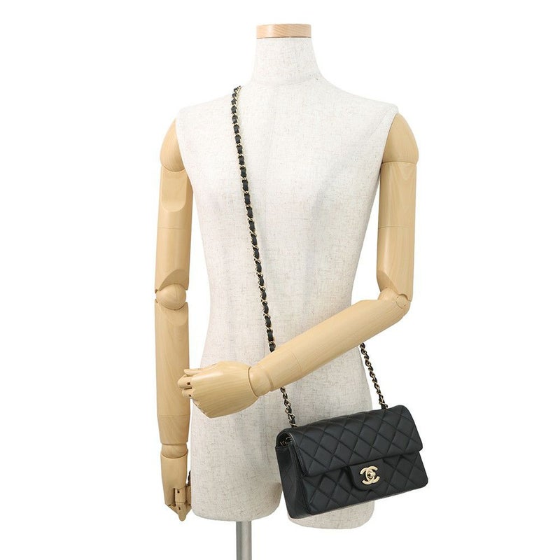 シャネル チェーンショルダーバッグ ミニ マトラッセ 20 ココマーク ラムスキン A69900 CHANEL 黒