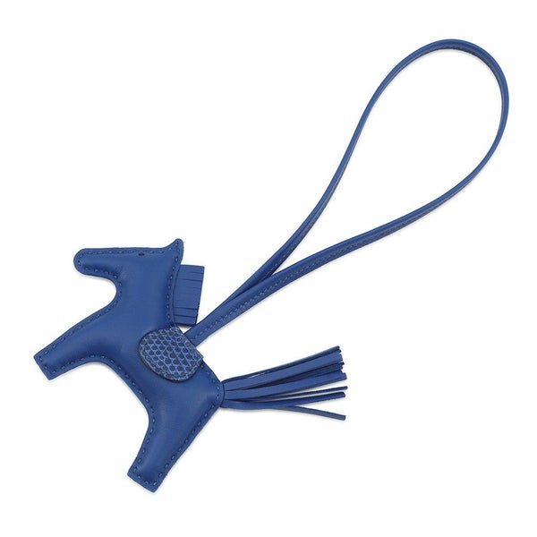 エルメス バッグチャーム ロデオPM タッチ ブルーフランス ラムスキン/リザード U刻印