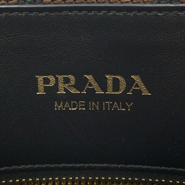 プラダ トートバッグ エンブロイダリー ロゴ キャンバス レザー 2VG106 PRADA 黒